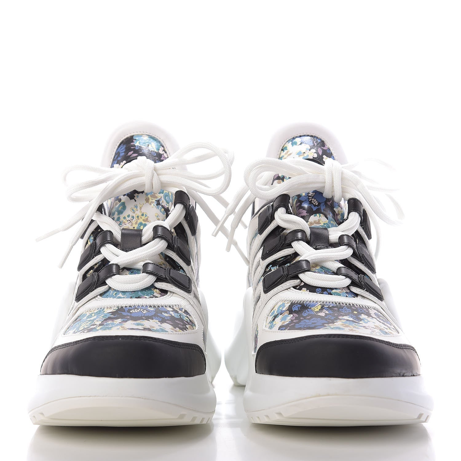 Louis Vuitton Flower Printed Calfskin Monogram LV Archlight Sneakers 38 Black Blue 3 of 9