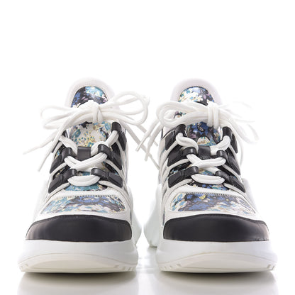 Louis Vuitton Flower Printed Calfskin Monogram LV Archlight Sneakers 38 Black Blue 3 of 9