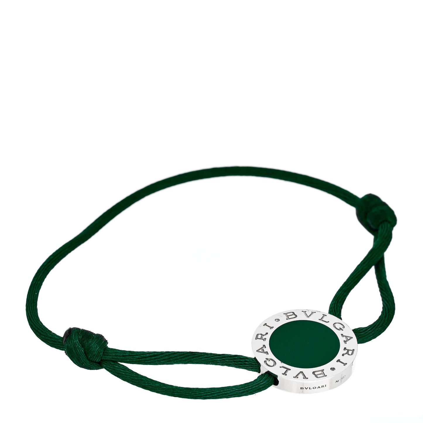 Sterling Silver Enamel BVLGARI BVLGARI Adjustable Cord Bracelet Green