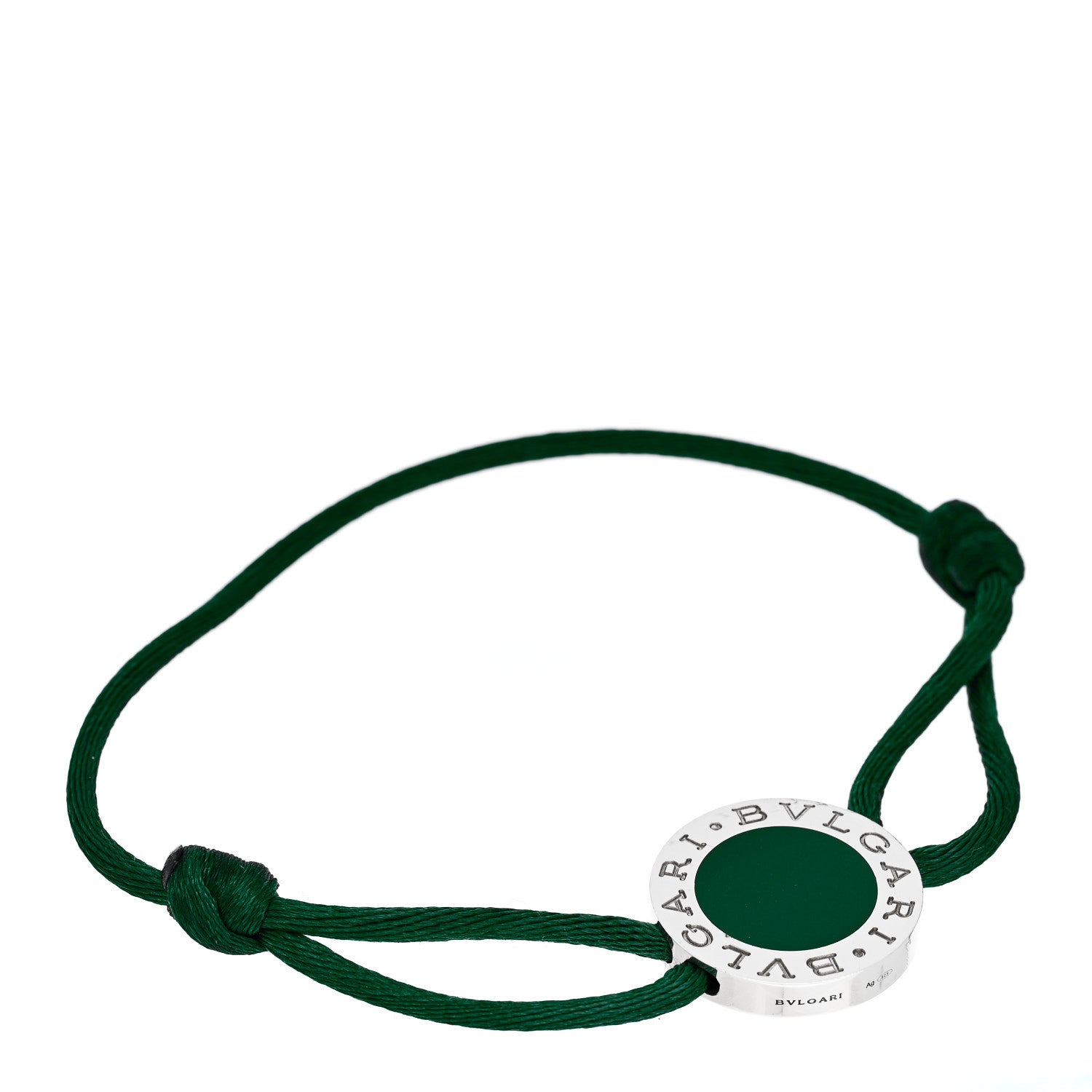 Bulgari Sterling Silver Enamel BVLGARI BVLGARI Adjustable Cord Bracelet Green 1 of 5