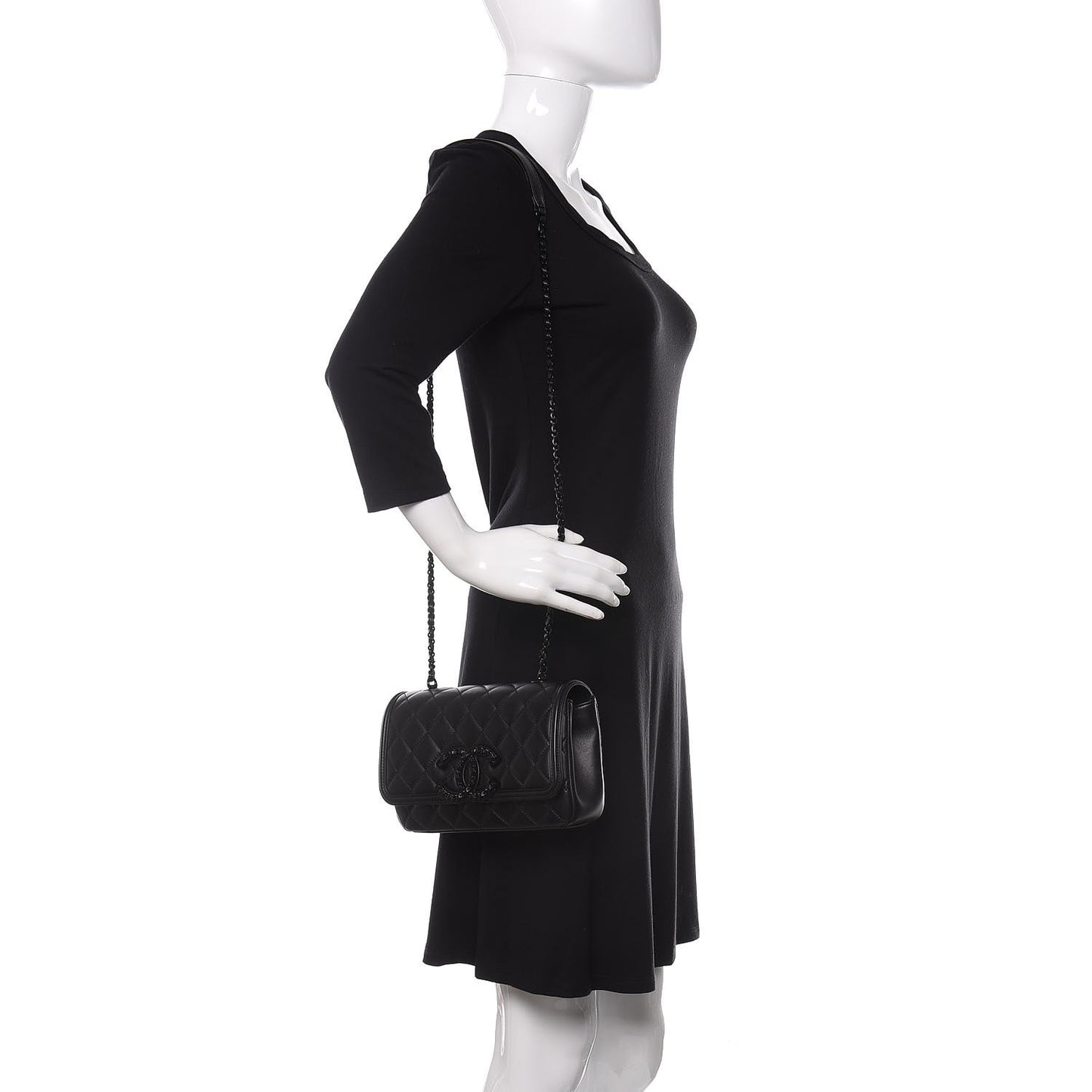 Lambskin Quilted Small CC Filigree Flap Black