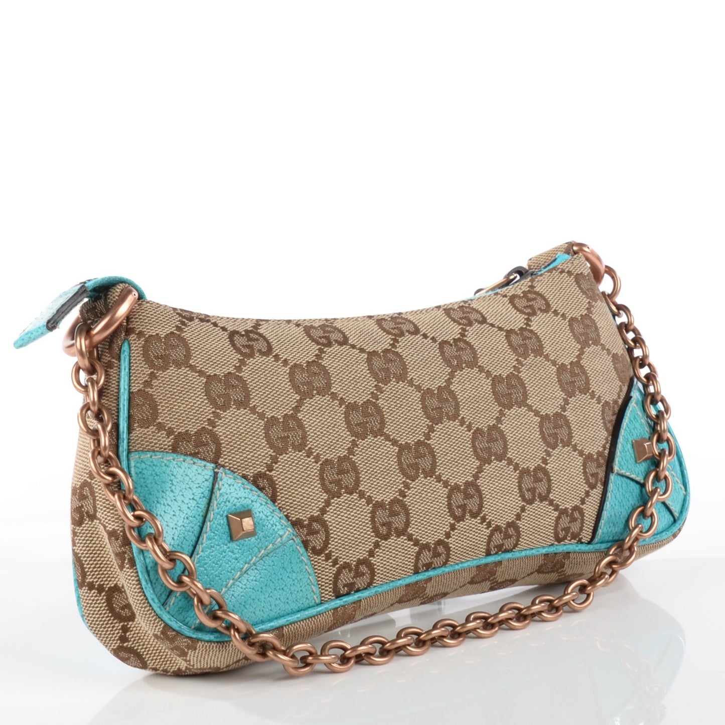 Monogram Horsebit Nail Chain Pochette Turquoise