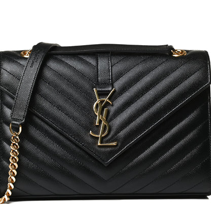 Saint Laurent Grain De Poudre Matelasse Chevron Medium Monogram Satchel Black 8 of 11
