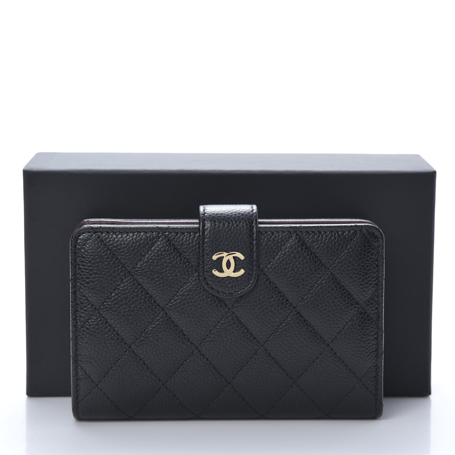 Caviar Quilted CC French Wallet Black