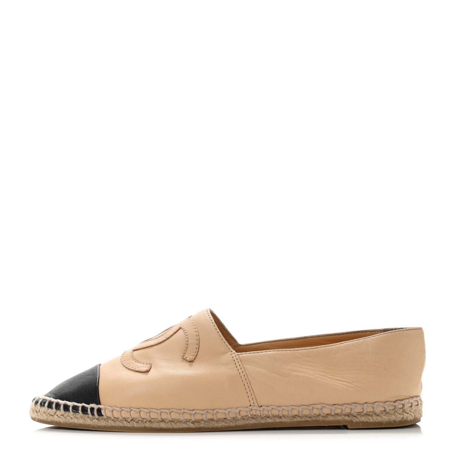 Chanel Lambskin CC Espadrilles 39 Beige Black 1 of 4