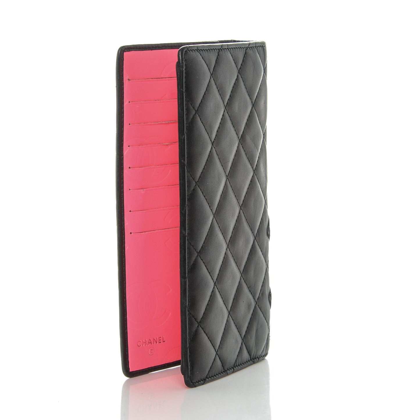 Calfskin Quilted Cambon Yen Wallet Black