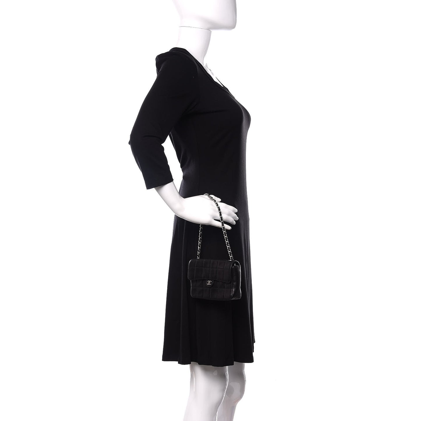 Lambskin Quilted Chocolate Bar Chain Belt Bag Clutch Black