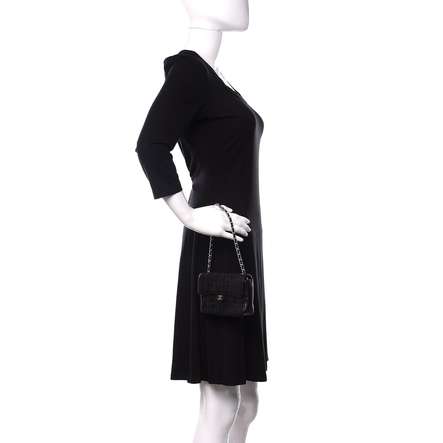 Chanel Lambskin Quilted Chocolate Bar Chain Belt Bag Clutch Black 2 of 13