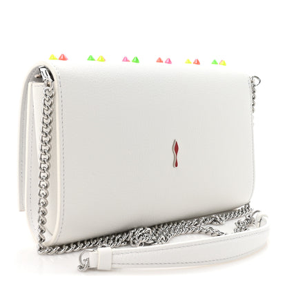 Christian Louboutin Calfskin Spikes Loubinthesky Paloma Clutch White 3 of 11
