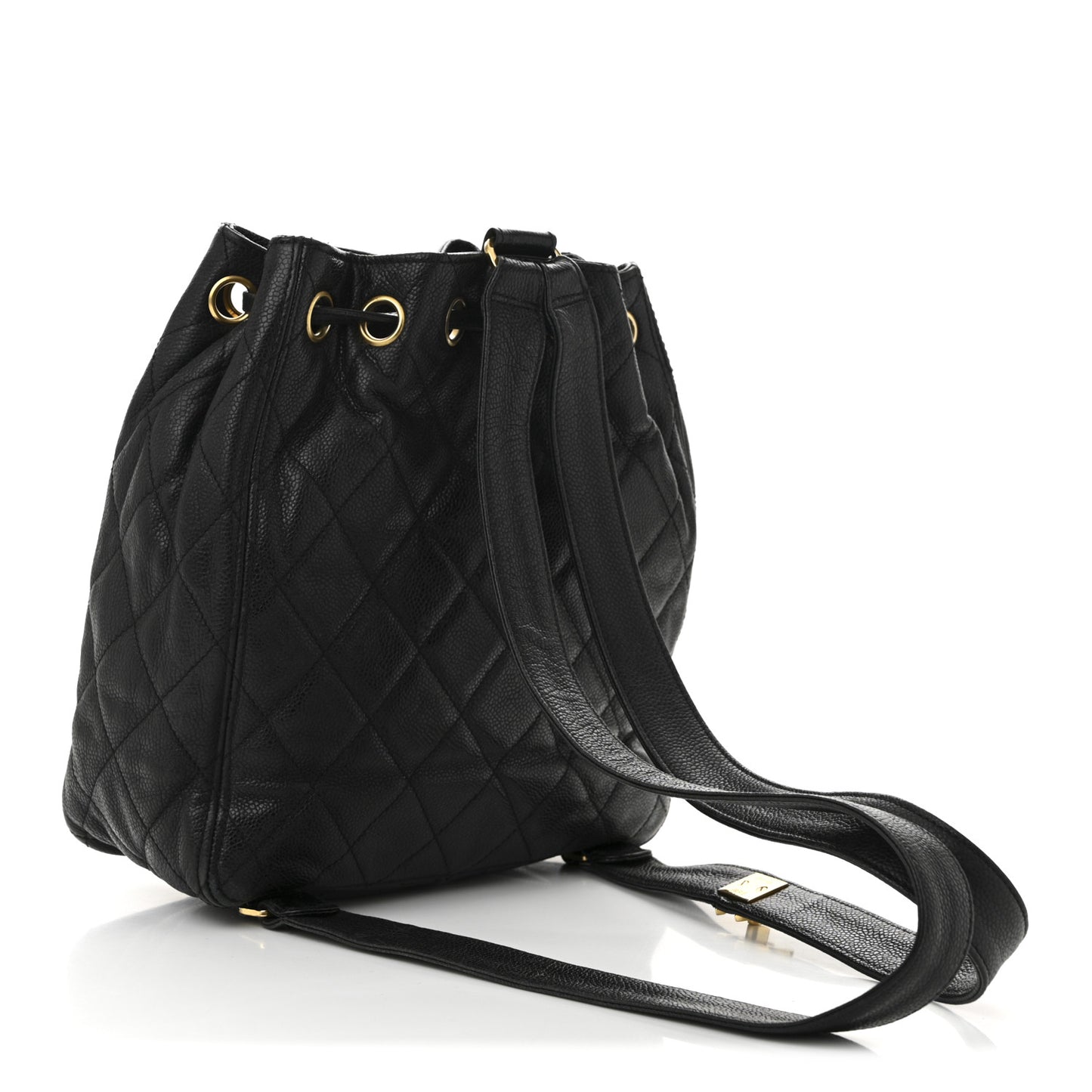 Caviar Quilted Drawstring Backpack Black