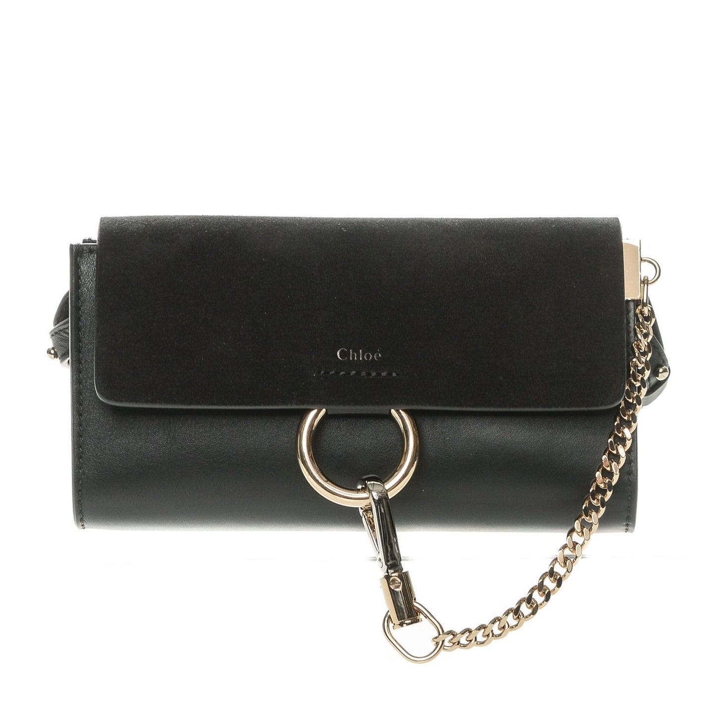 Suede Calfskin Mini Faye Shoulder Bag Black