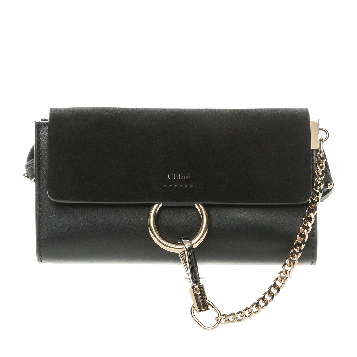 Chloe Suede Calfskin Mini Faye Shoulder Bag Black 1 of 6
