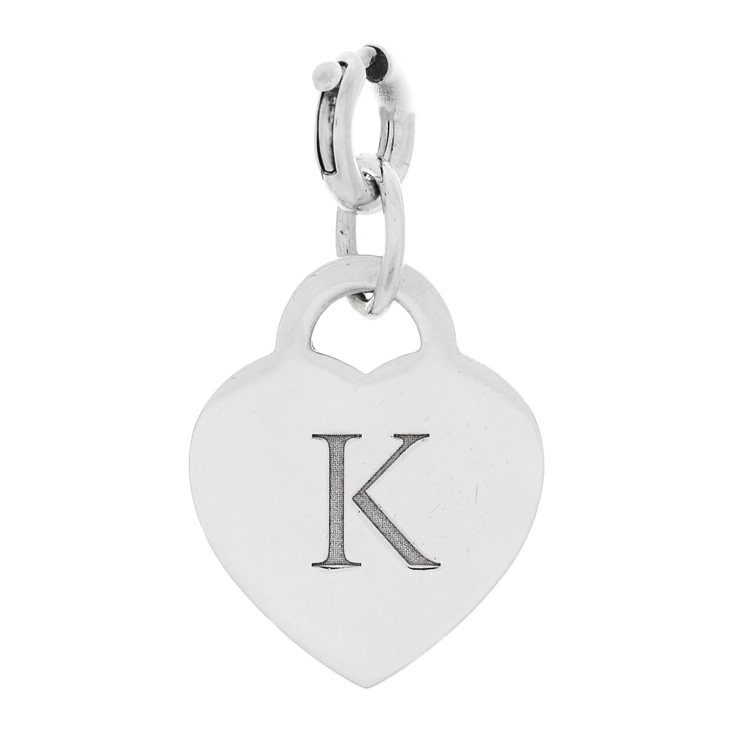 Sterling Silver Letter K Heart Charm