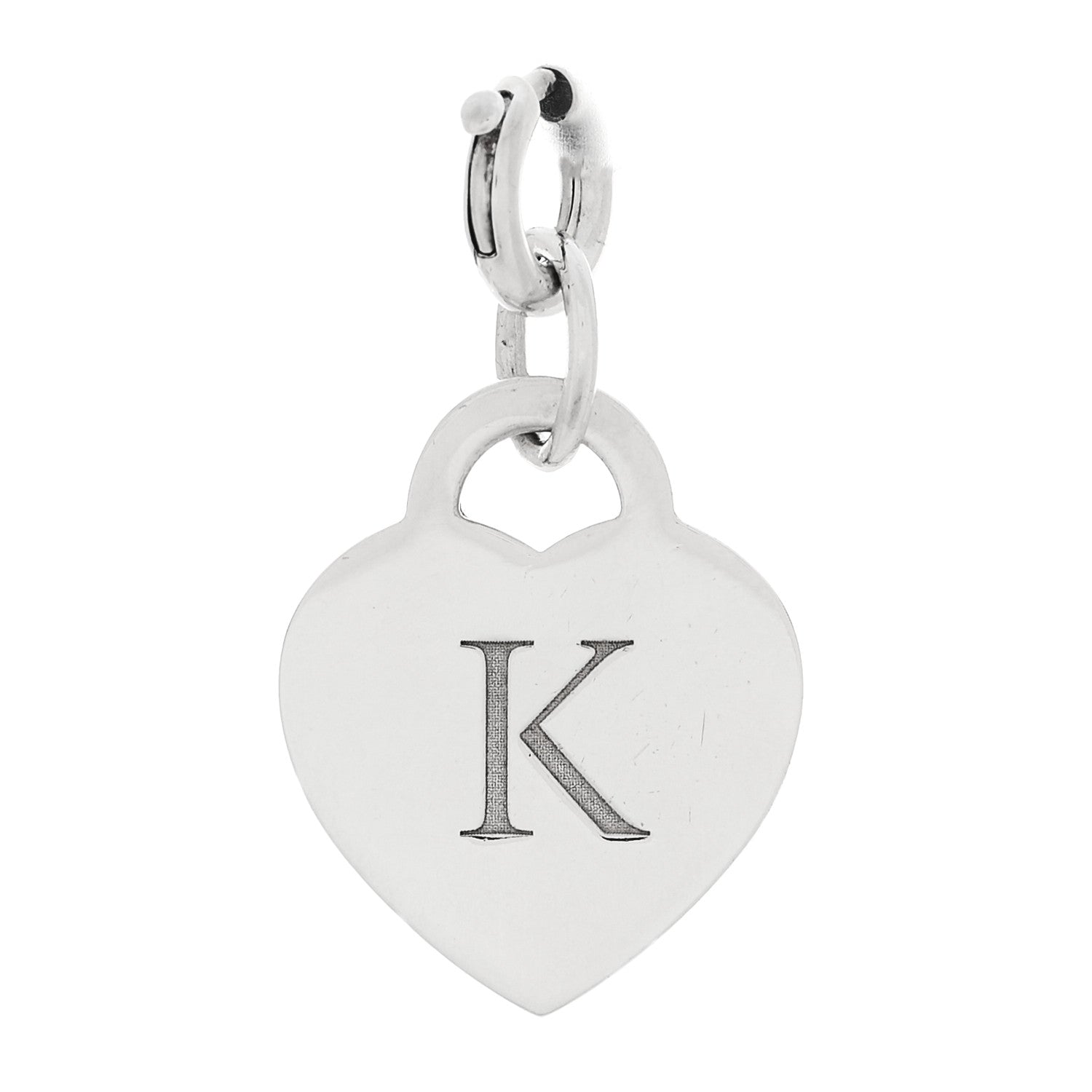 Tiffany Sterling Silver Letter K Heart Charm 1 of 4
