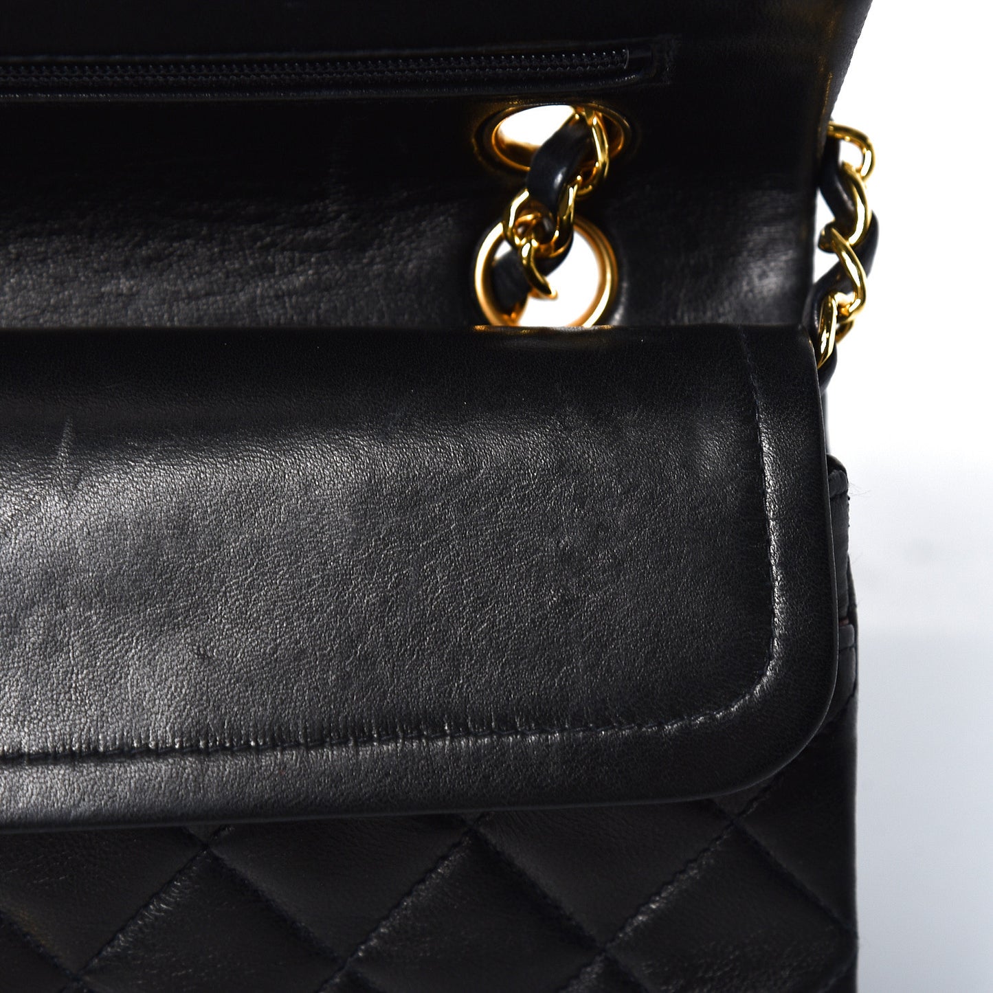 Lambskin Quilted Small Double Flap Black