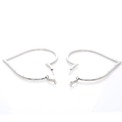 Chanel CC Heart Hoop Earrings Silver 4 of 5