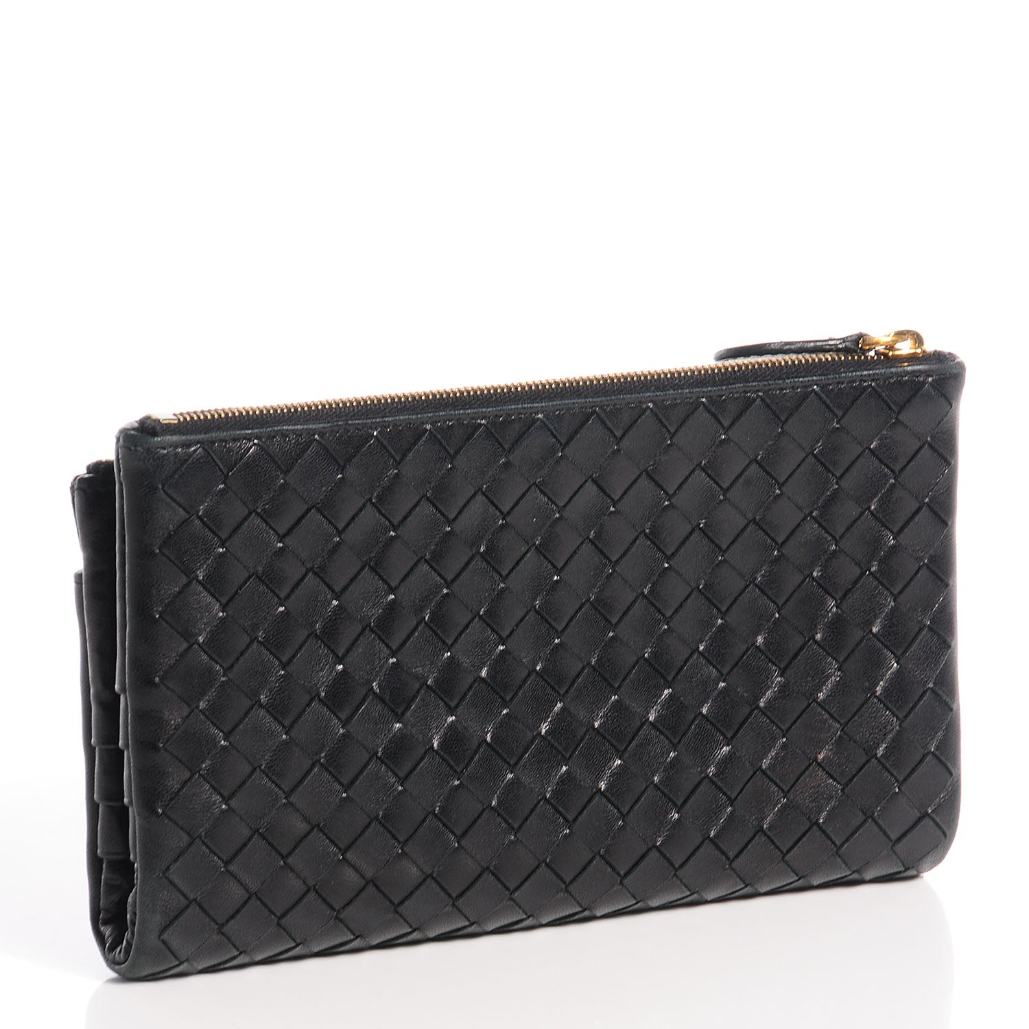 Bottega Veneta Nappa Intrecciato Double Zip Clutch Wallet Nero Black 2 of 6