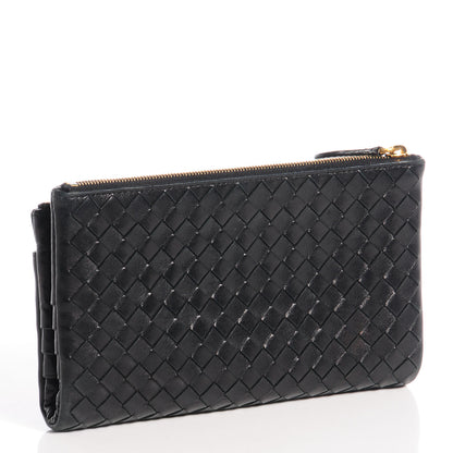 Bottega Veneta Nappa Intrecciato Double Zip Clutch Wallet Nero Black 2 of 6