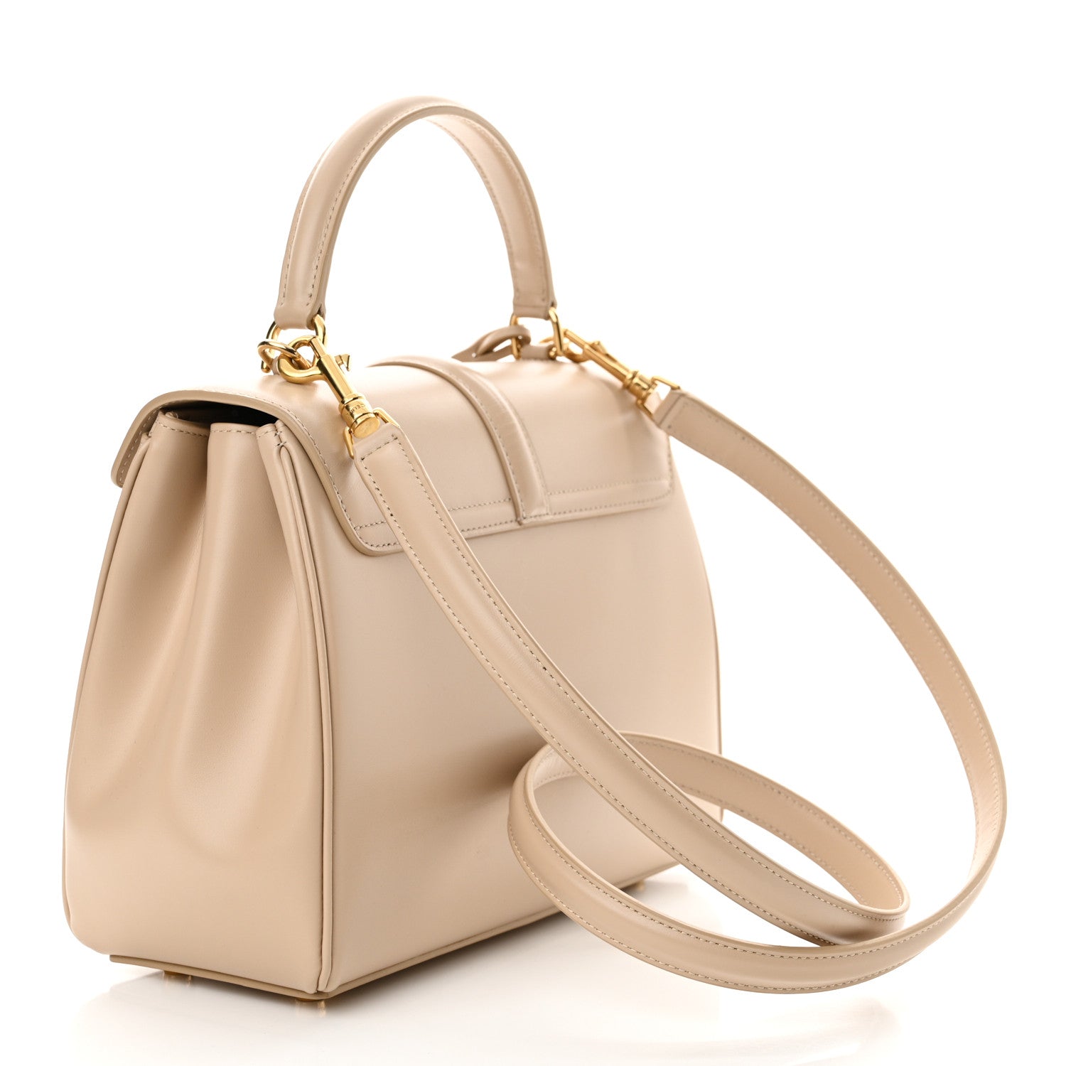 Celine Satinated Calfskin Small 16 Top Handle Bag Nude 3 of 12