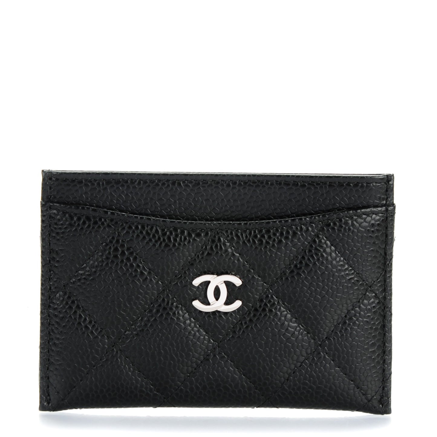 Caviar Quilted Card Holder Black