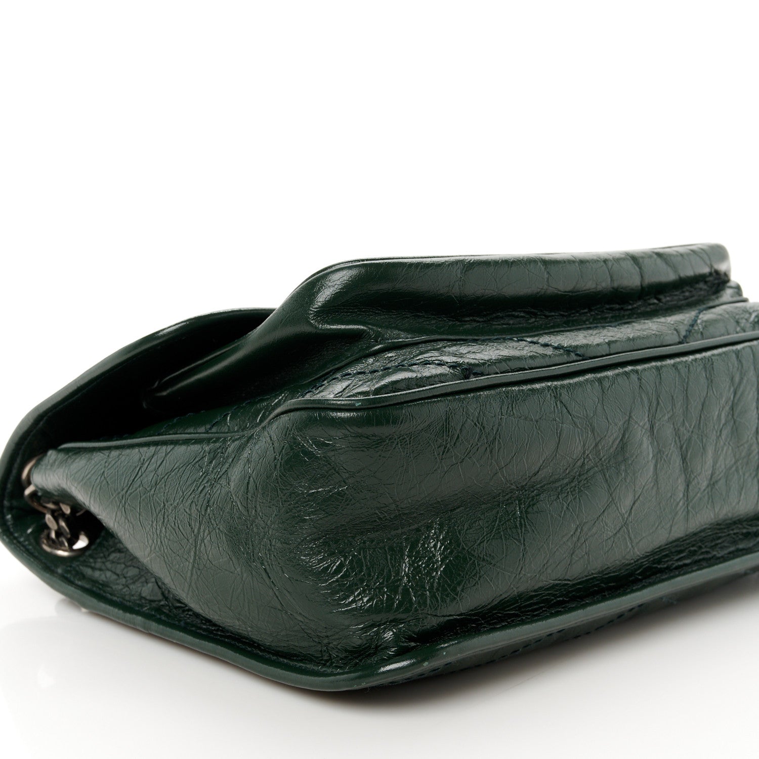 Saint Laurent Crinkled Lambskin Matelasse Monogram Medium Niki Chain Satchel Dark Green 9 of 10