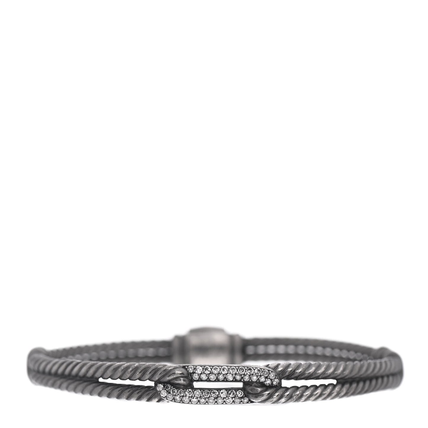 Darkened Sterling Silver Diamond 7mm Mini Loop Labyrinth Bracelet
