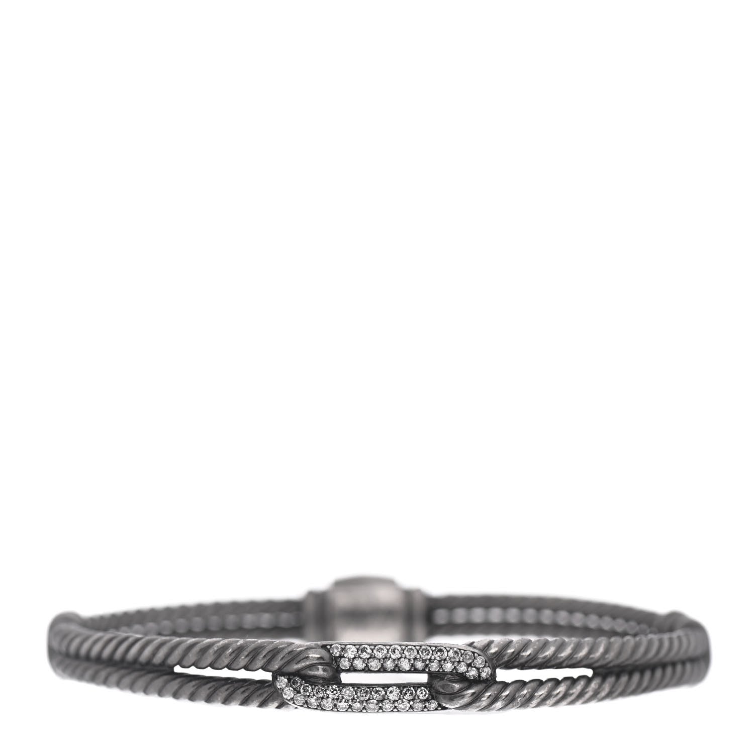 David Yurman Darkened Sterling Silver Diamond 7mm Mini Loop Labyrinth Bracelet 1 of 4