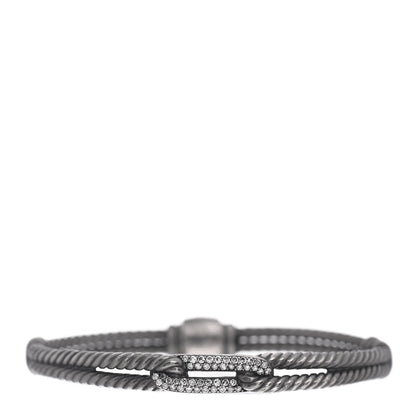 David Yurman Darkened Sterling Silver Diamond 7mm Mini Loop Labyrinth Bracelet 1 of 4
