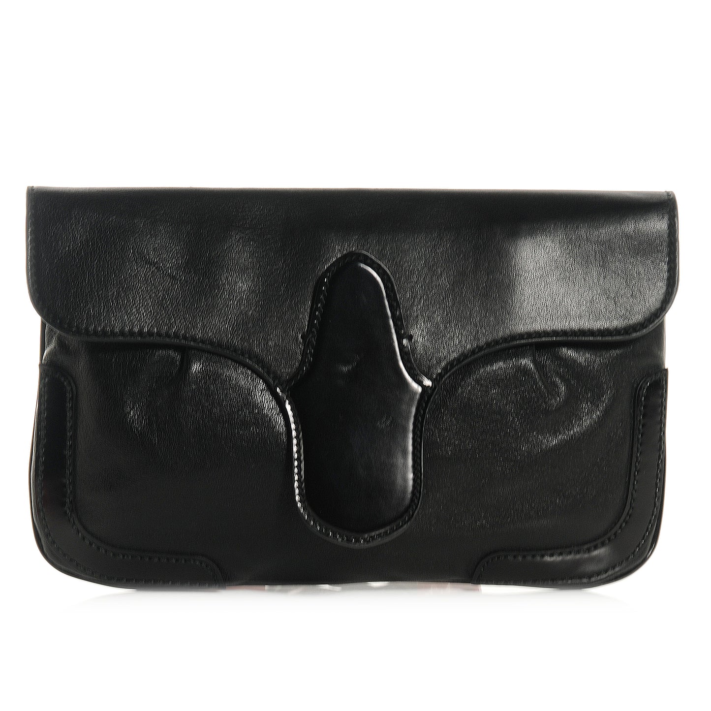 Leather Lune Clutch Black