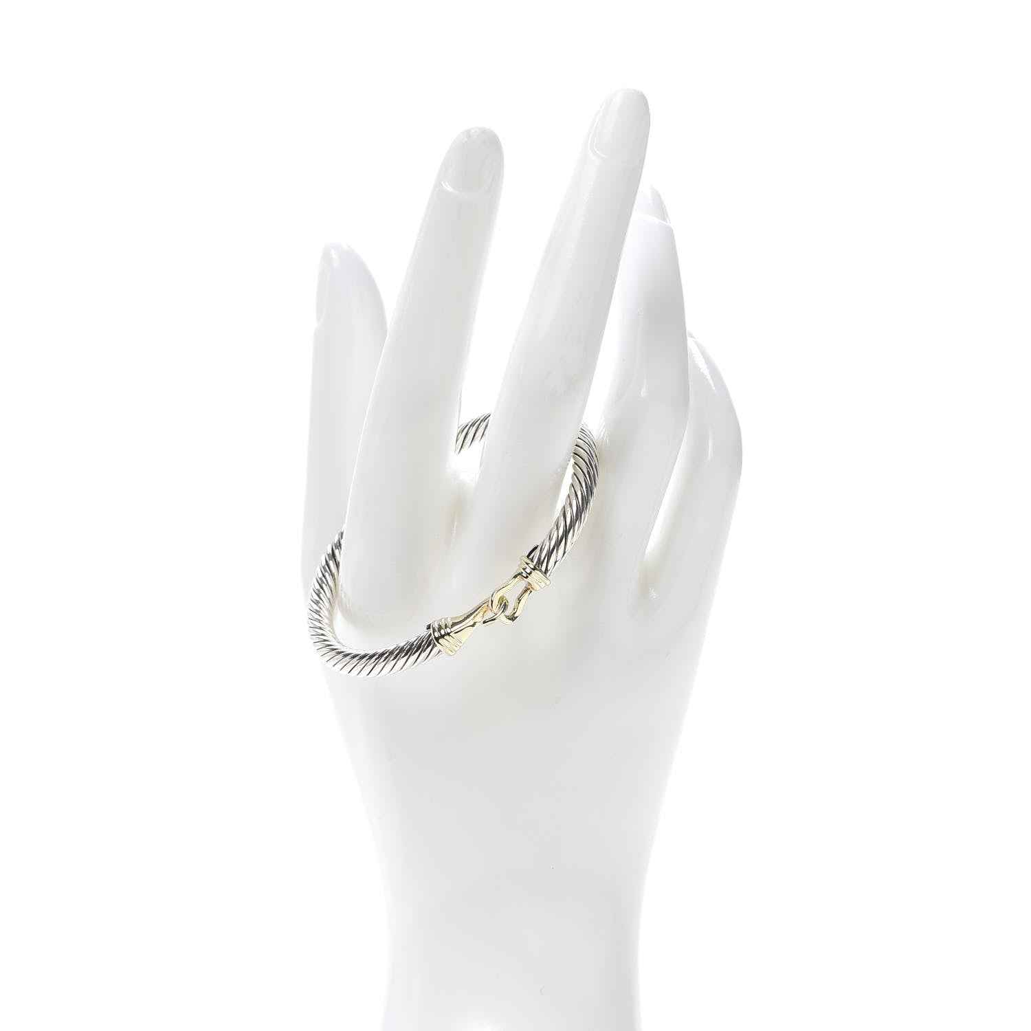 David Yurman Sterling Silver 14K Yellow Gold 5mm Cable Classic Buckle Bracelet 2 of 5