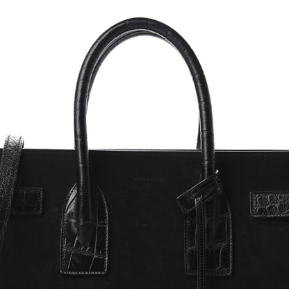 Saint Laurent Suede Crocodile Embossed Small Sac De Jour Black 11 of 11