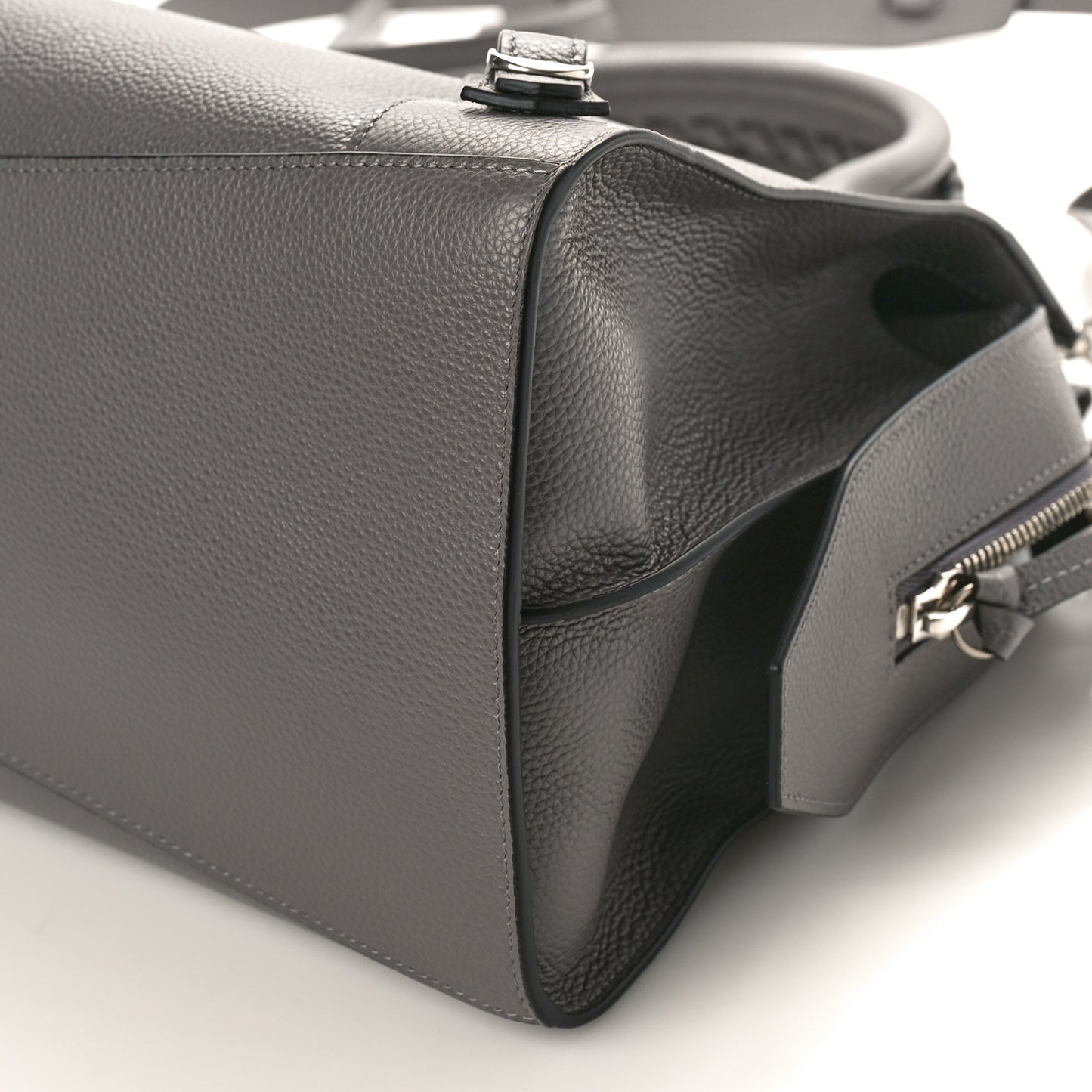 Grained Calfskin Neo Classic Silver Hardware Medium City Dark Grey