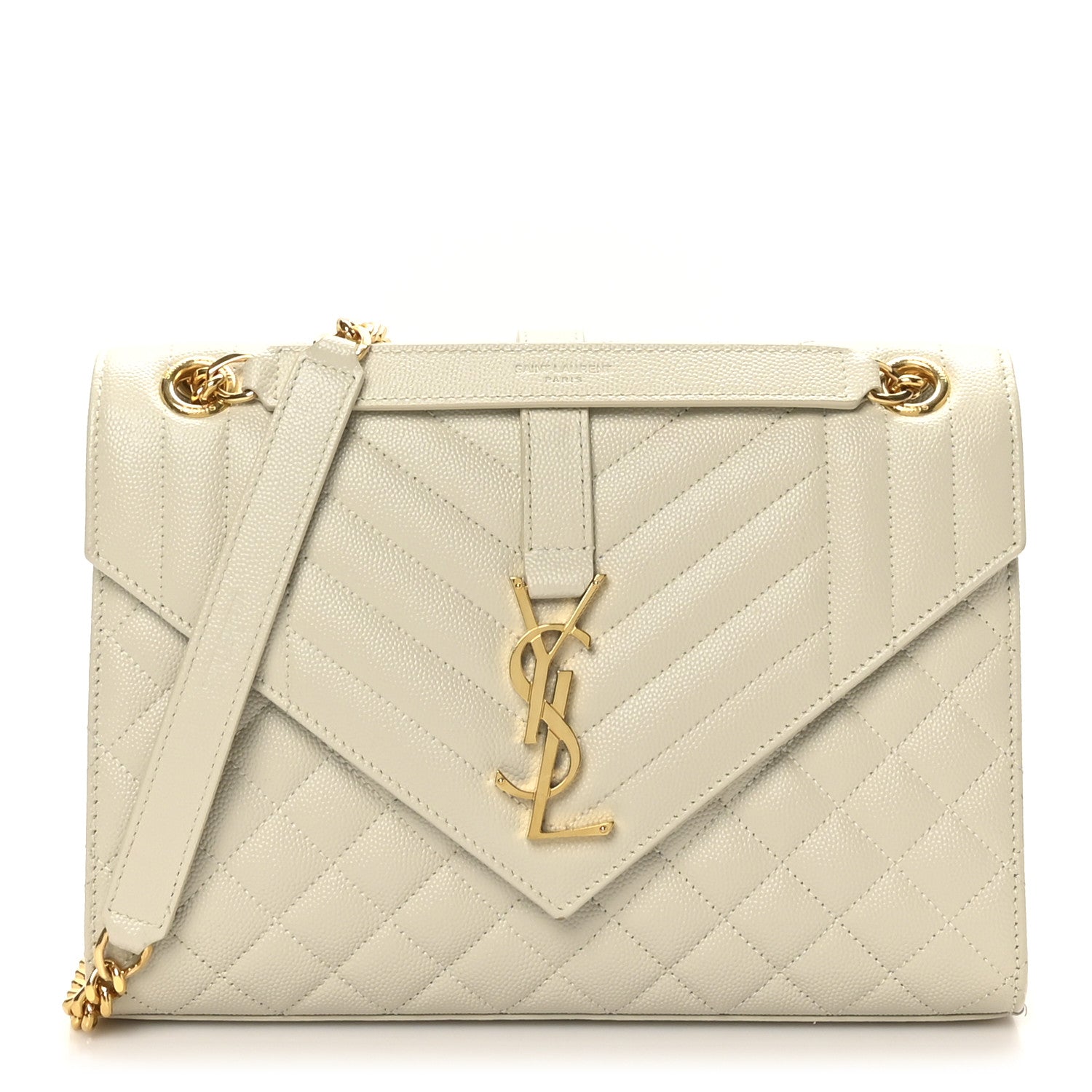 Saint Laurent Grain De Poudre Textured Mixed Matelasse Medium Triquilt Monogram Satchel Crema Soft 1 of 11