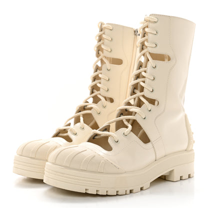 Christian Dior Brushed Calfskin Rubber Dioriron Boots 38 Off White 3 of 12