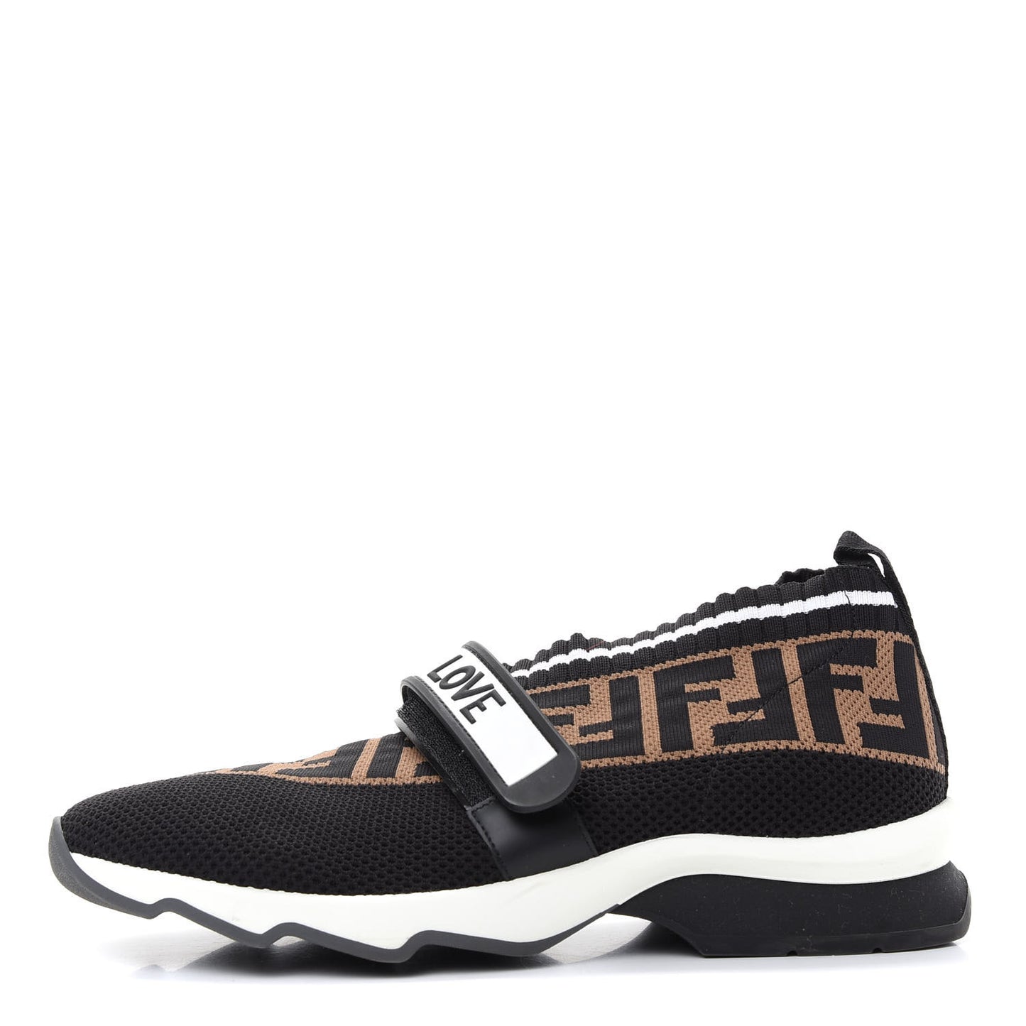 Stretch Yarn FF Stiff Band Rockoko Sneakers 38.5 Black White Tobacco