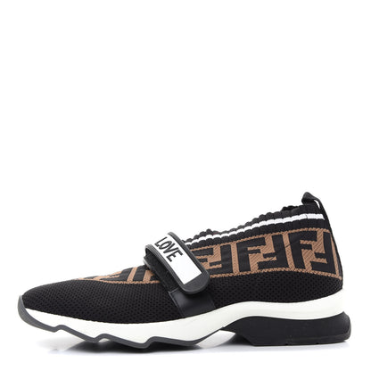 Fendi Stretch Yarn FF Stiff Band Rockoko Sneakers 38.5 Black White Tobacco 1 of 9