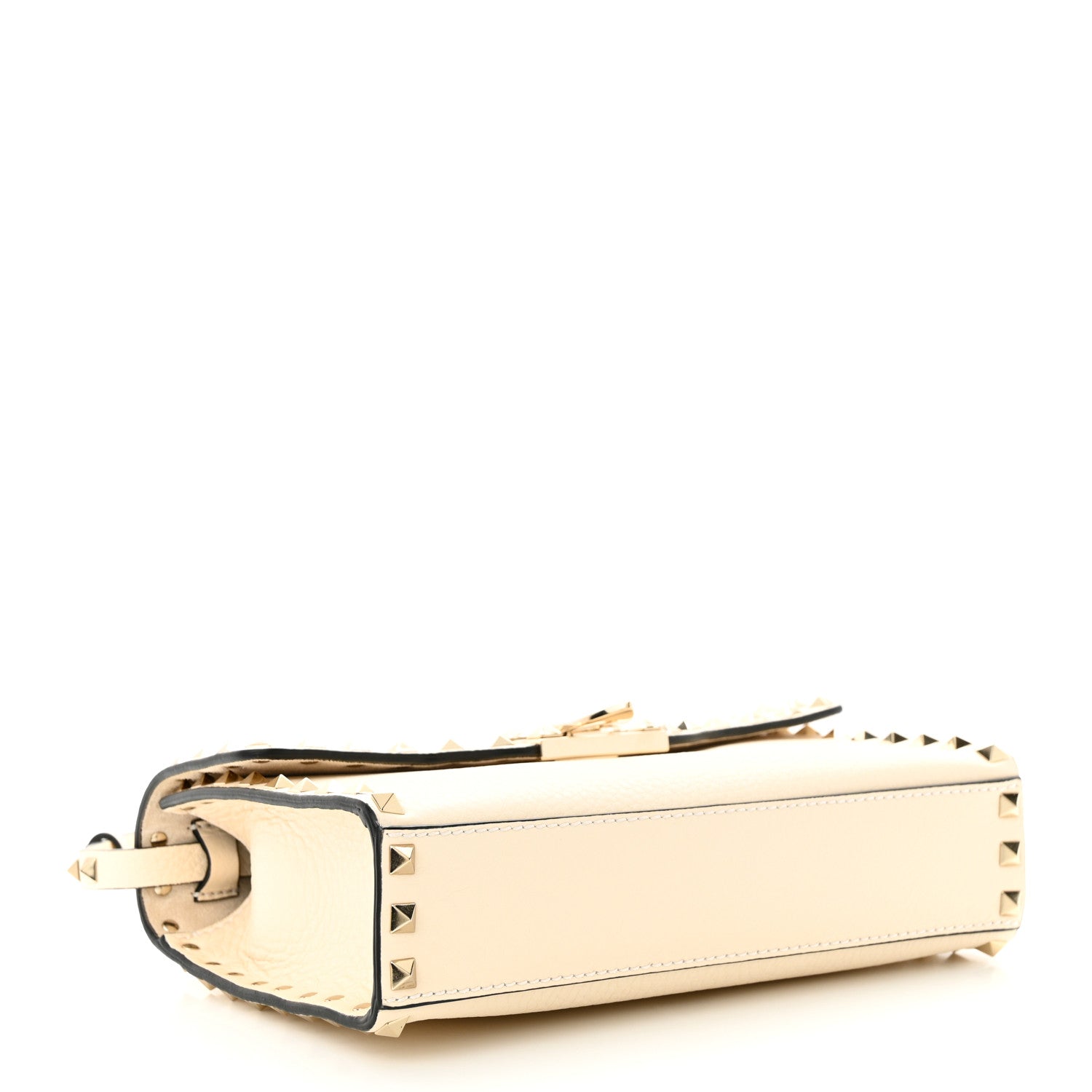 Valentino Garavani Pebbled Calfskin Medium Rockstud Flip Lock Crossbody Bag Light Ivory 4 of 10