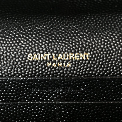 Saint Laurent Grain De Poudre Matelasse Chevron Monogram Chain Wallet Black 5 of 9