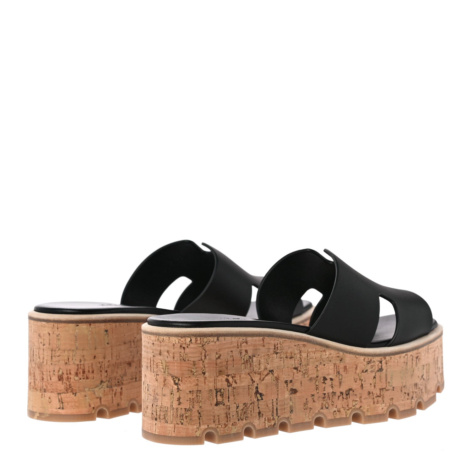 Hermes Calfskin Cork Eze 30 Sandals 35 Black 3 of 10