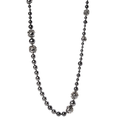 Chanel Ruthenium Pearl Beaded CC Long Necklace Black 1 of 5