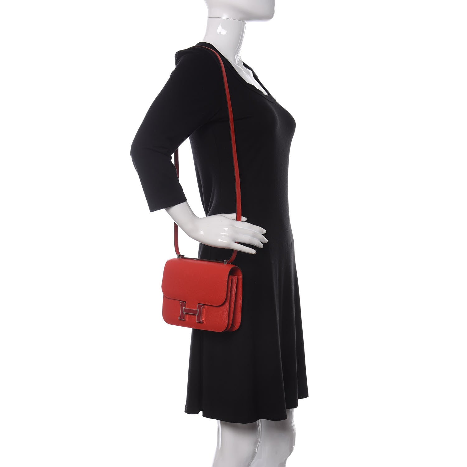 Hermes Epsom Enamel Constance 18 Rouge de Coeur Rubis 2 of 11