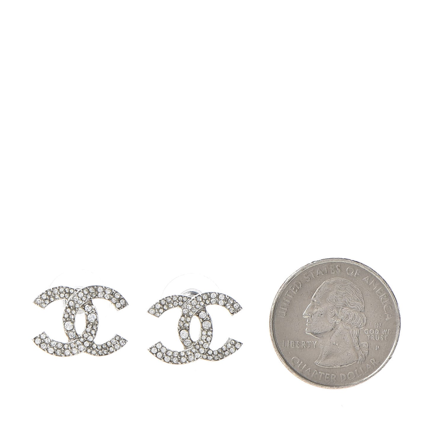 Crystal Large CC Earrings Silver