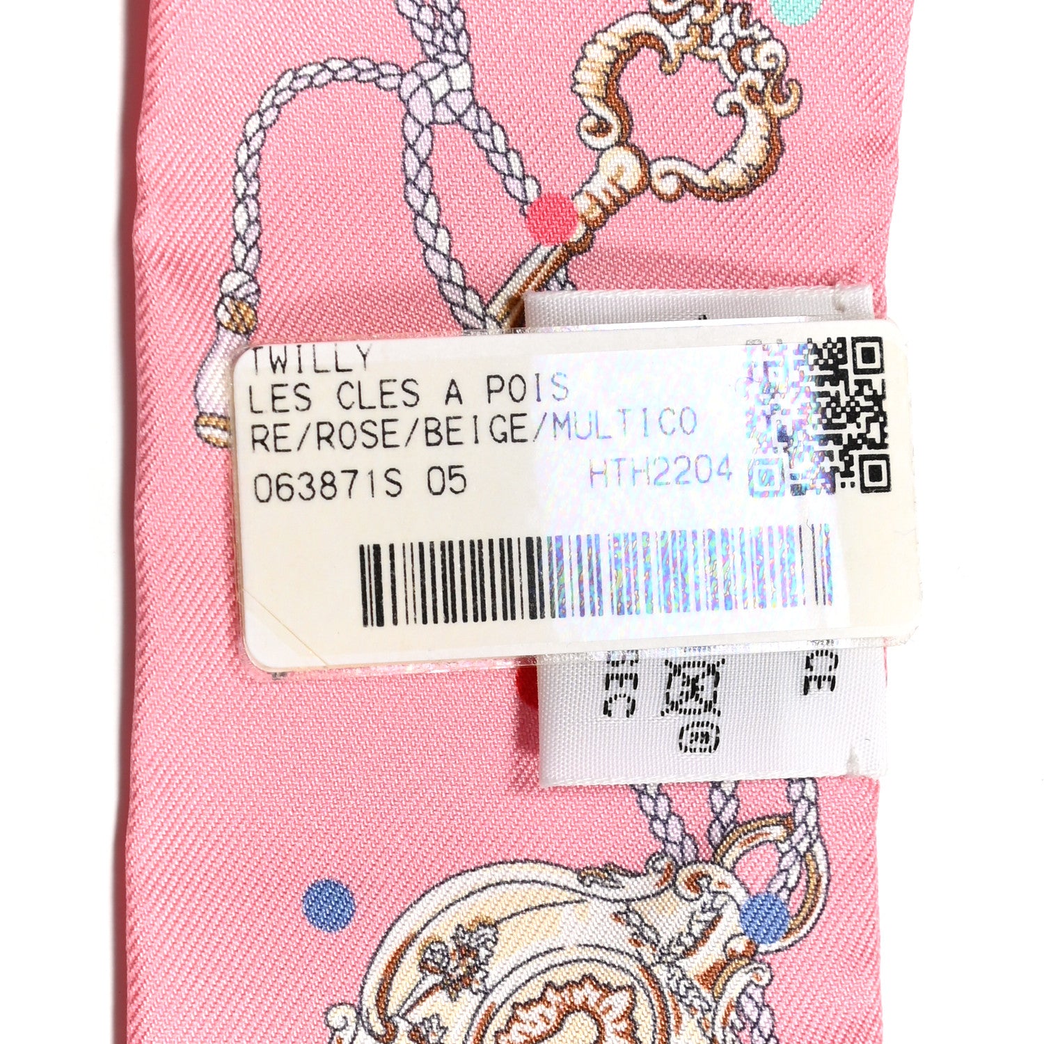 Hermes Silk Les Cles A Pois Twilly Rose Beige Multicolor 3 of 3