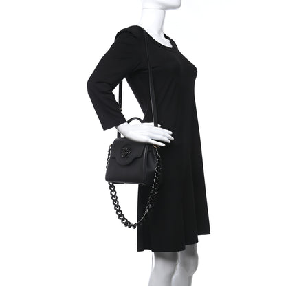 Versace Calfskin Medium La Medusa Top Handle Handbag Black Lilac 2 of 11