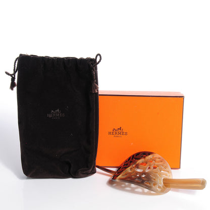 Hermes Buffalo Horn Curved Rocaille Hair Barette Natural 3 of 5