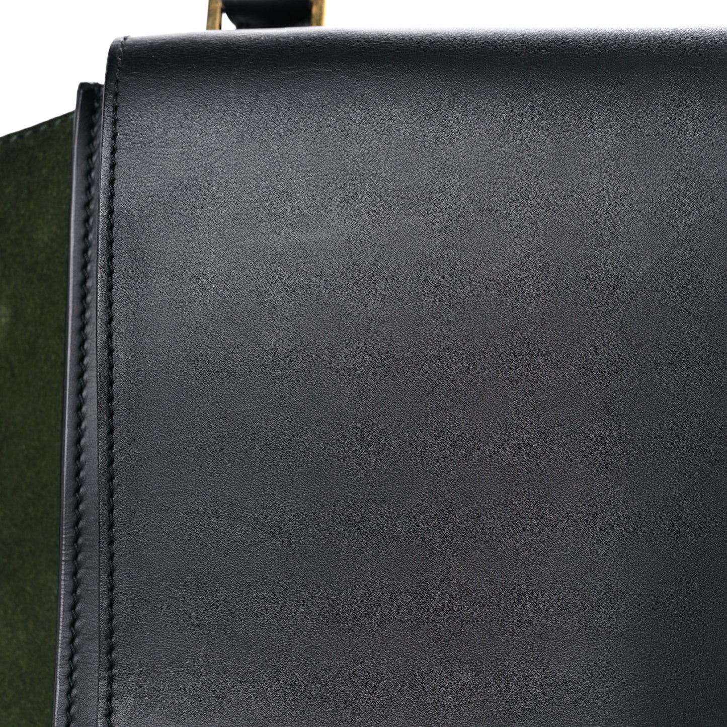 Natural Calfskin Suede Medium Bi-Color Trapeze Black