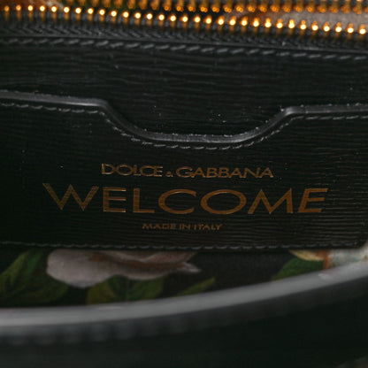 Dolce & Gabbana Grained Calfskin Floral Printed Medium Welcome Satchel Black 6 of 11