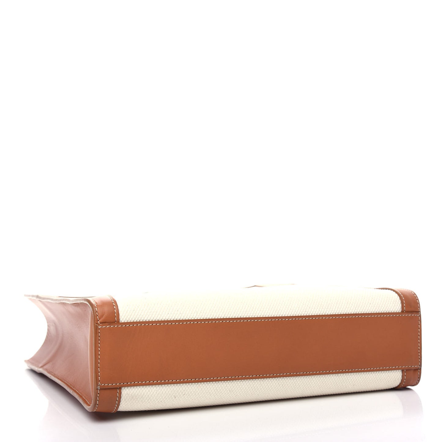 Canvas Calfskin Small Vertical Cabas Natural Tan