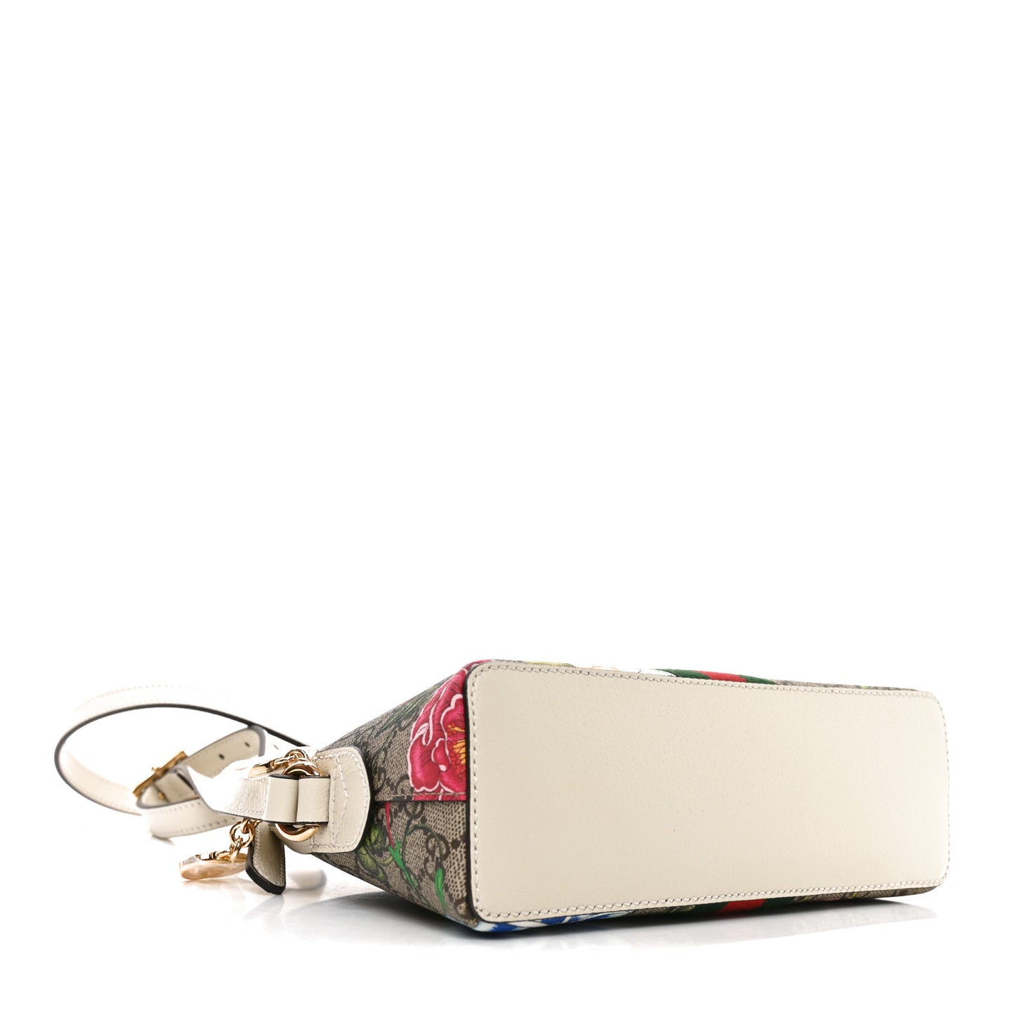 GG Supreme Monogram Flora Web GG Small Ophidia Dome Shoulder Bag White