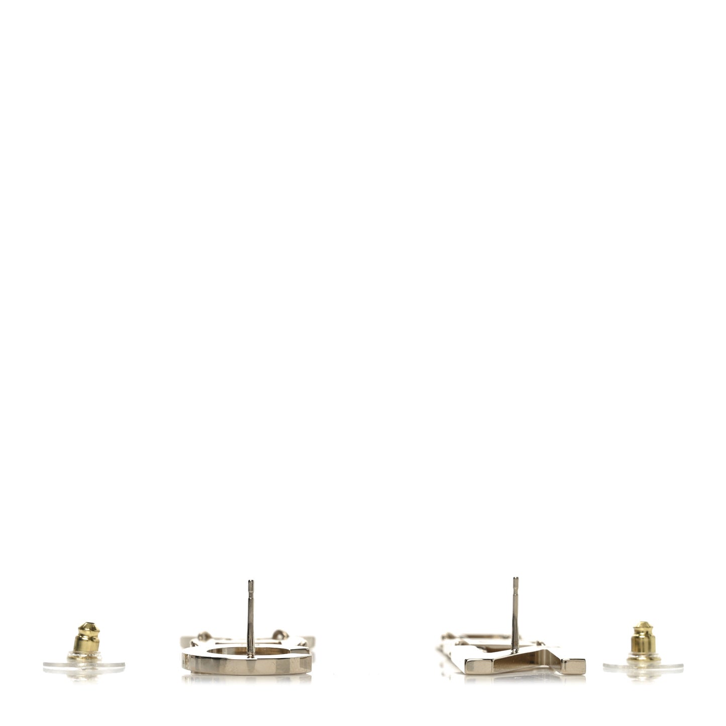 Metal Cha-Nel Logo Drop Earrings Gold